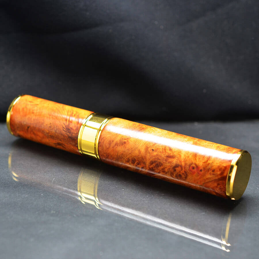 Ống đựng Cigar 1 điếu gỗ nu huyết long OG02